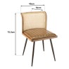 MARCEL Set of 2 Mango Wood Chairs - Padded Leather Seat & Rattan Backrest