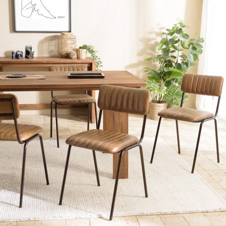 Lot de 2 chaises MARCEL en cuir et acier