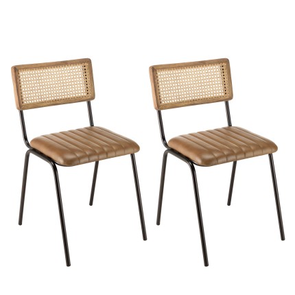 Lot de 2 chaises MARCEL en manguier - Style rétro et chaleureux