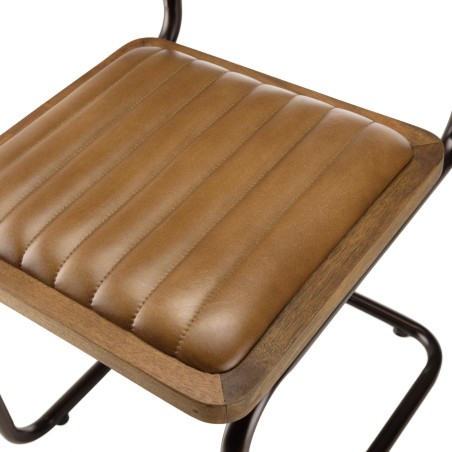 Lot de 2 chaises MARCEL en manguier et cuir