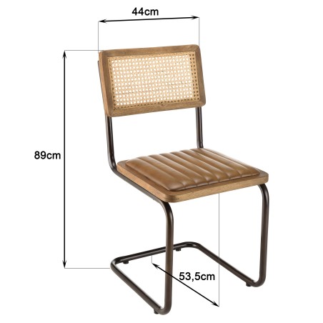 Lot de 2 chaises MARCEL en manguier et cuir