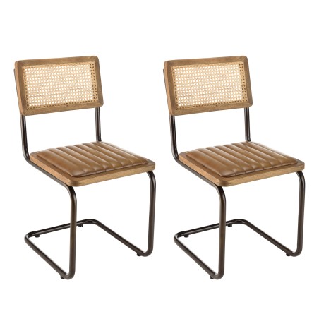 Lot de 2 chaises MARCEL en manguier et cuir