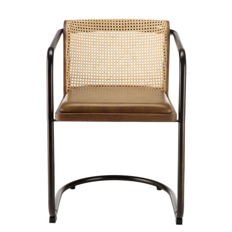 MARCEL Set of 2 Mango Wood Armchairs with Leather Seat