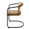MARCEL Set of 2 Mango Wood Armchairs with Leather Seat