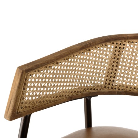 Lot de 2 fauteuils MARCEL en cuir et rotin