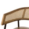 MARCEL Set of 2 Armchairs - Leather Seat, Mango Wood & Rattan Backrest