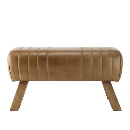 Banc matelassé cuir marron MARCEL