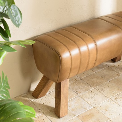 Banc matelassé cuir marron MARCEL
