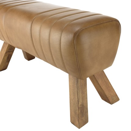 Banc matelassé cuir marron MARCEL