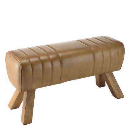 Banc matelassé cuir marron MARCEL