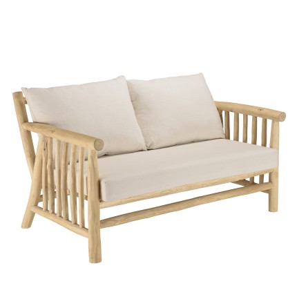 WILL - BORNEO 2-seater Sofa | Natural Teak Branches with White Cushions
