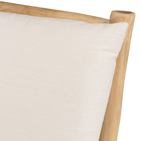 Fauteuil lounge WILL en teck naturel - Coussin blanc