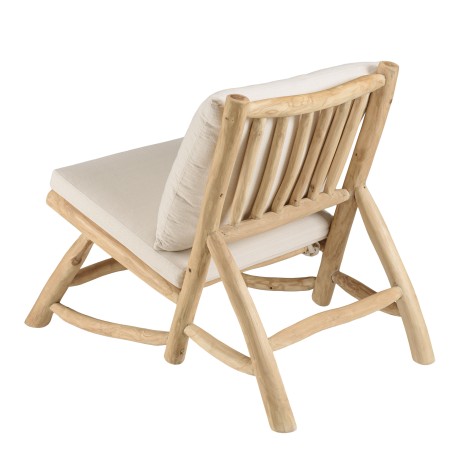 Fauteuil lounge WILL en teck naturel - Coussin blanc