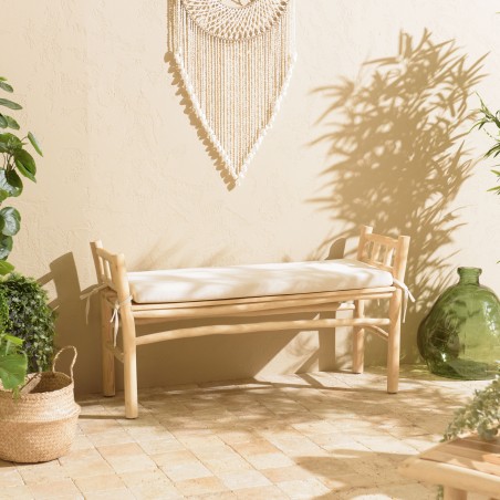 WILL Bench - Natural Teak Branches with White Cushion