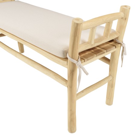 WILL Bench - Natural Teak Branches with White Cushion