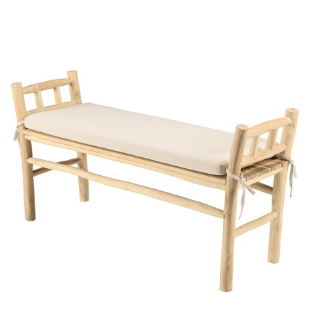 WILL Bench - Natural Teak Branches with White Cushion