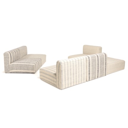 Canapé modulable GLORIA en coton gris et beige