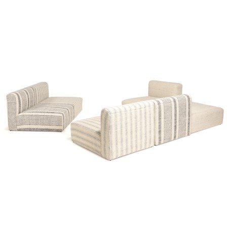 GLORIA - 6-Piece Modular Sofa in Grey and Beige Cotton
