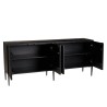 GLORIA - Black Mango Wood Sideboard with 4 Carved Doors and Metal Legs