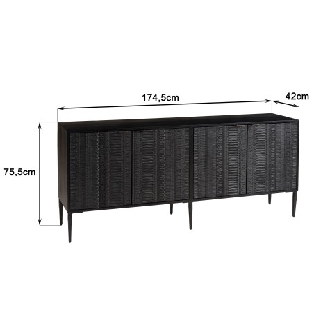 Buffet GLORIA en manguier noir 4 portes