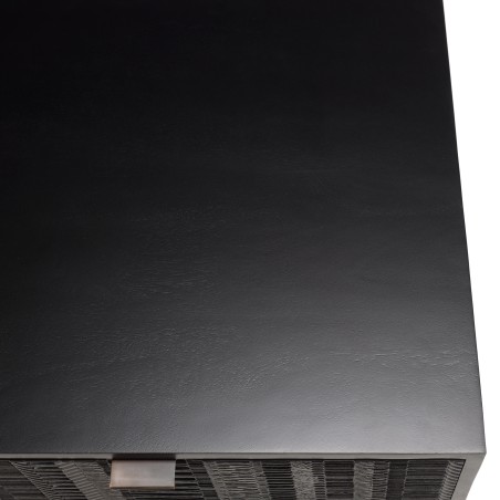 GLORIA Black Mango Wood Coffee Table with 2 Carved Drawers