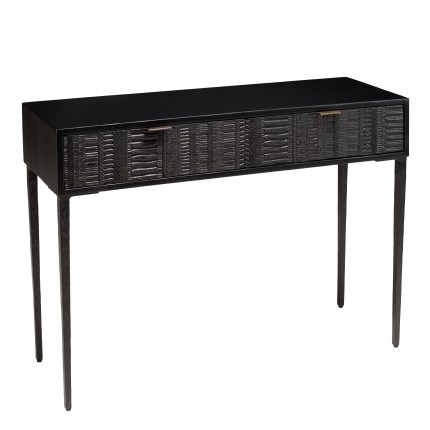 Console GLORIA en manguier noir - 2 tiroirs sculptés