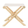 Tabouret pliant en branches de teck - Pieds croisés - Assise tissu