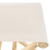 Tabouret pliant en branches de teck - Pieds croisés - Assise tissu
