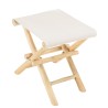 Tabouret pliant en branches de teck - Pieds croisés - Assise tissu