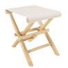 Tabouret pliant en branches de teck - Pieds croisés - Assise tissu