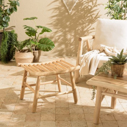 Tabouret en branches de teck naturel WILL