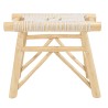 Tabouret WILL en teck naturel et macramé blanc
