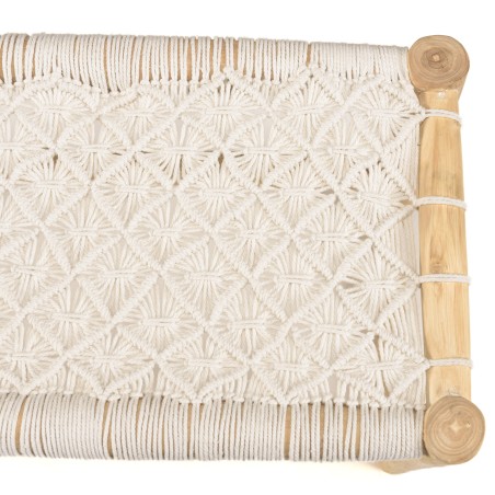 WILL Teak Branch Bench with White Macramé Seat