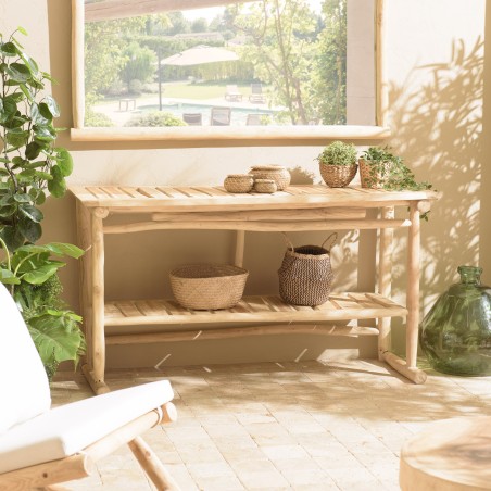 WILL Double Tray Console Table - Natural Teak Branches