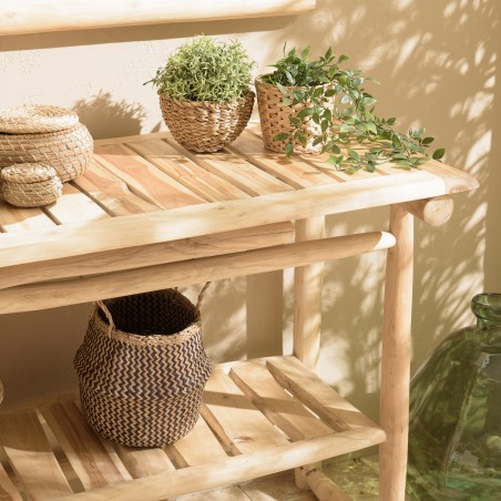 WILL Double Tray Console Table - Natural Teak Branches