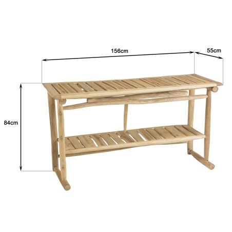 WILL Double Tray Console Table - Natural Teak Branches
