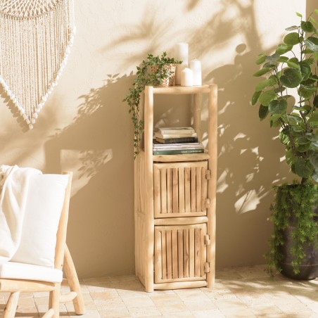 Étagère WILL en branches de teck naturel - 1 niveau 2 portes