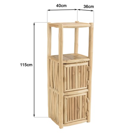 WILL 1-Tier Shelf with 2 Doors - Natural Teak Branches