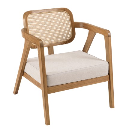 Fauteuil FLORES en teck avec dossier en cannage naturel