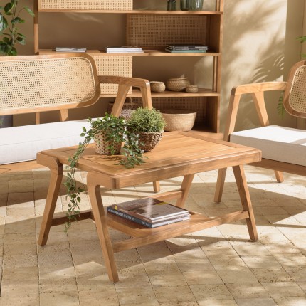 Table basse rectangulaire double plateau en teck WILL FLORES