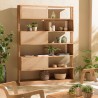 Étagère 6 niveaux en bois de mahogany et cannage naturel