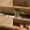WILL 6-Tier Mahogany Shelf Unit with Natural Cane