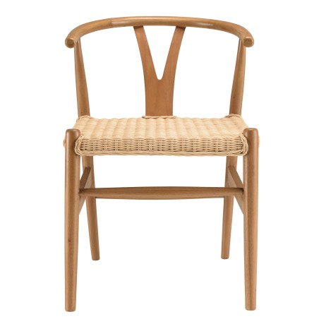 WILL Mahogany Chair with Rounded Backrest and Rattan Seat