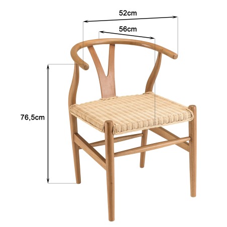 Chaise WILL en bois de mahogany et rotin