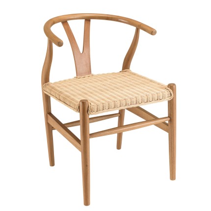 Chaise WILL en bois de mahogany et rotin