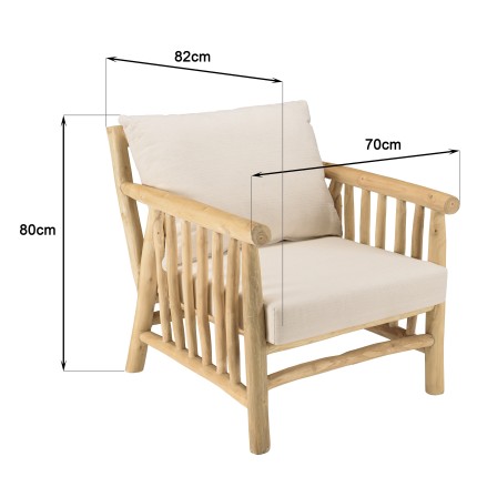 Ensemble BORNEO WILL : canapé 2 p. 2 fauteuils 1 table basse en teck