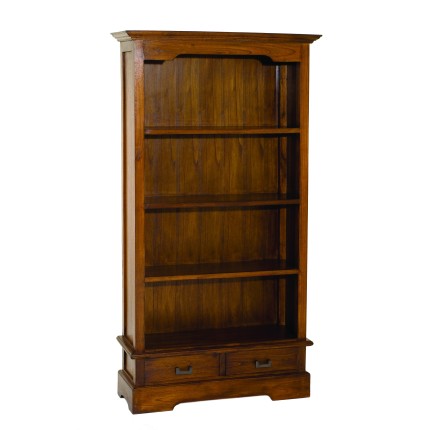 LORINE Brown 3-Shelf 2-Drawer Mindi Wood Bookcase