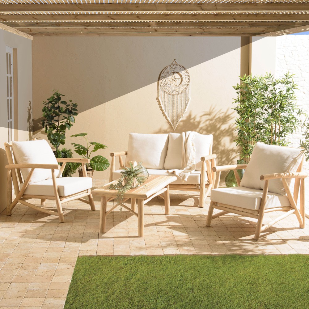 WILL - MADURA Set: 2-Seater Sofa, 2 Armchairs, Teak Coffee Table WILL - MADURA Set: 2-Seater Sofa, 2 Armchairs, Teak Coffee Table