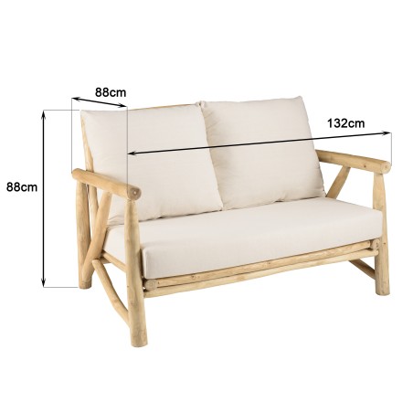 WILL - MADURA Set: 2-Seater Sofa, 2 Armchairs, Teak Coffee Table