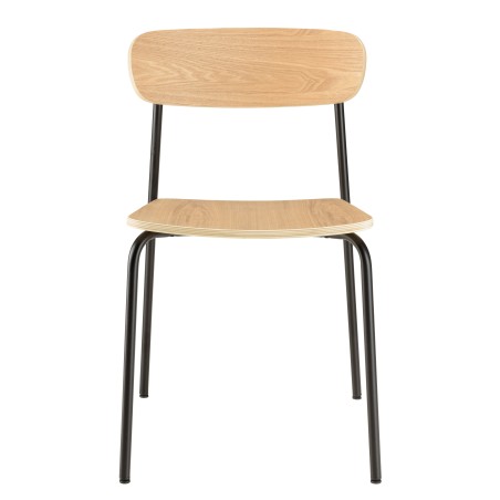 TOM Set of 2 'Schoolboy' Chairs - Ash Wood & Black Steel Legs